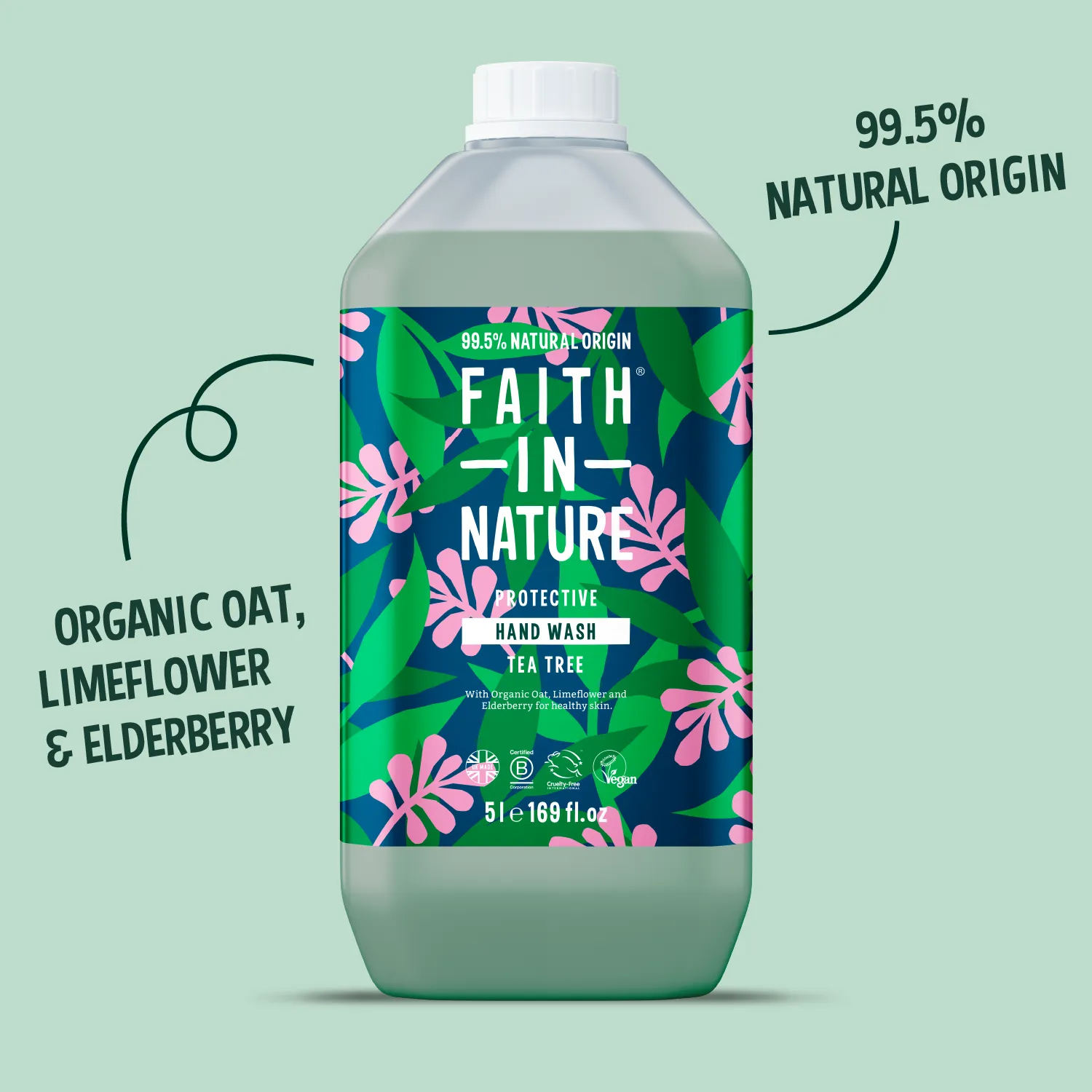 Faith in Nature Tea Tree handzeep 5L gevoelige huid