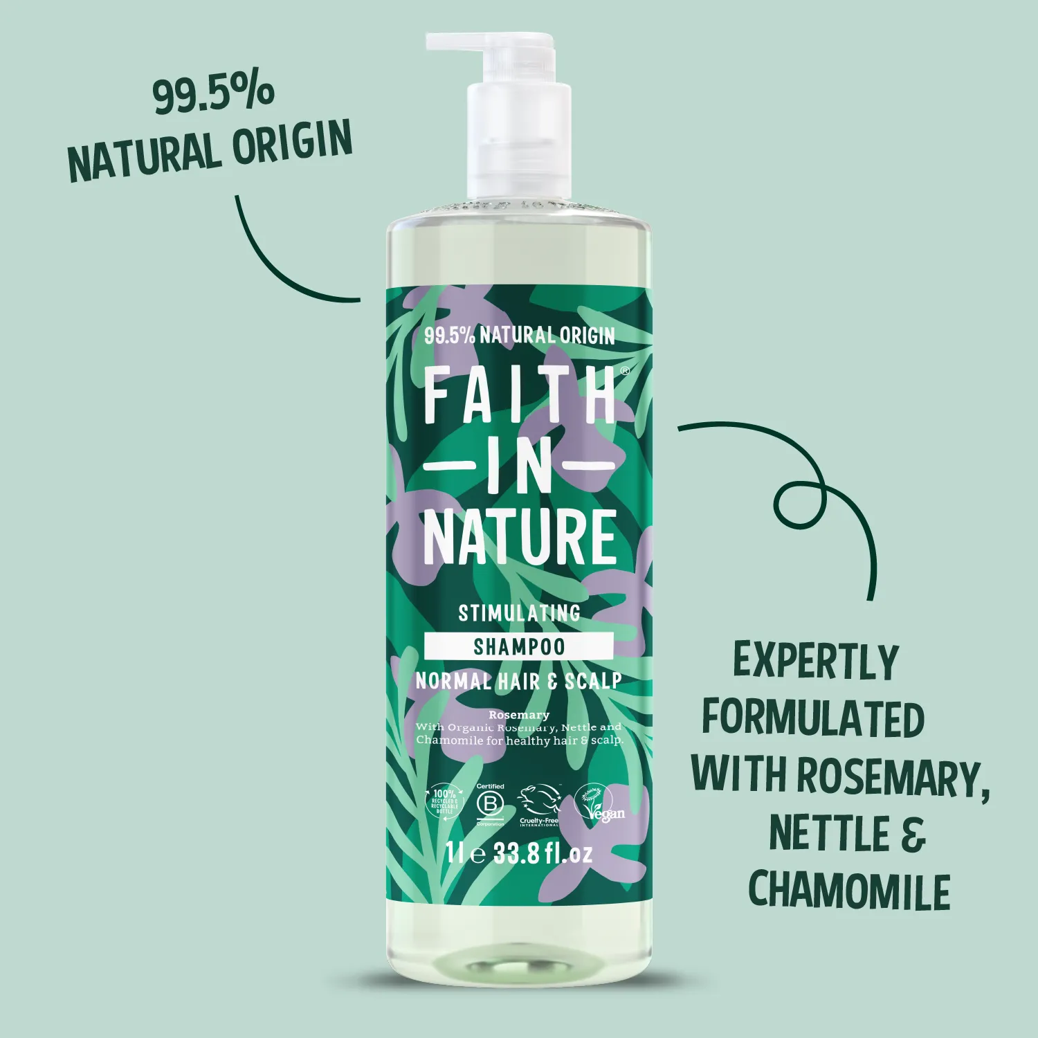 Faith in Nature Rosemary shampoo 1L normaal haar stimulerend