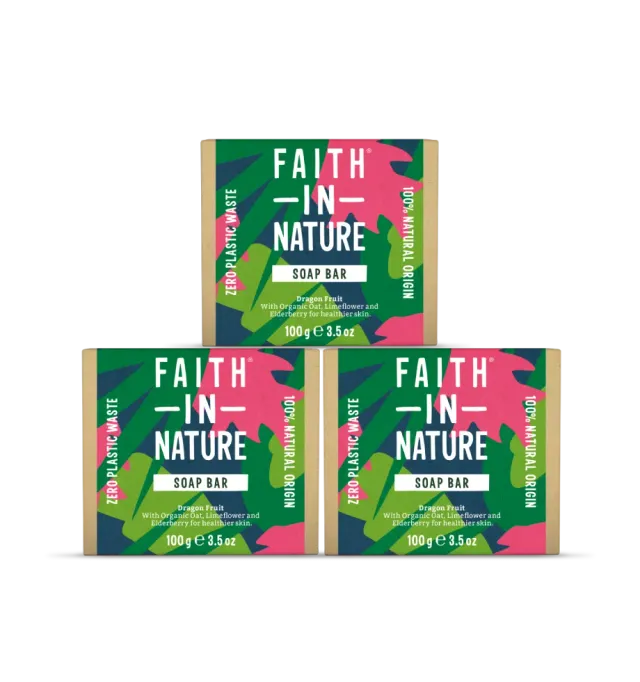 Faith in Nature Dragon Fruit zeepblok 3-pack tropical vegan