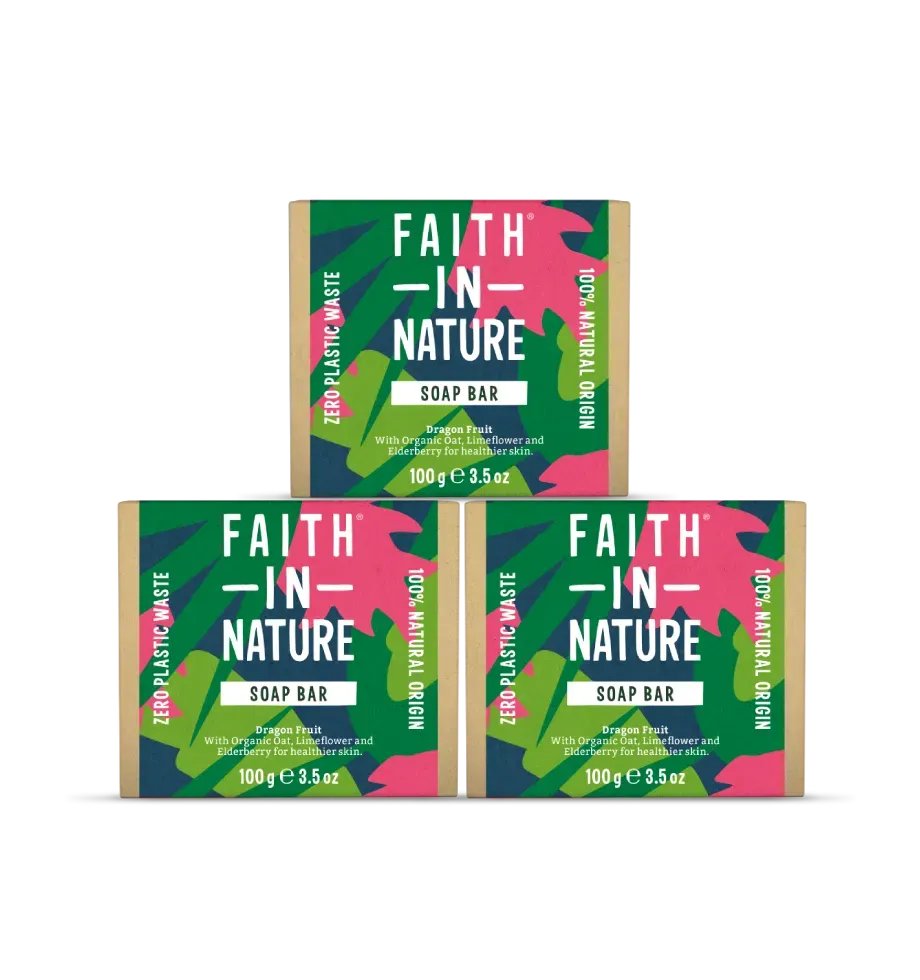 Faith in Nature Dragon Fruit zeepblok 3-pack tropical vegan