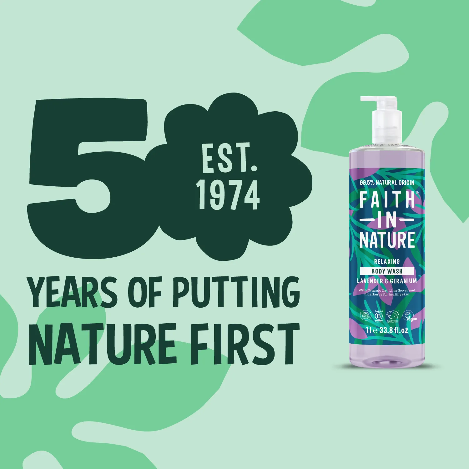 Faith in Nature Lavender & Geranium douchegel 1L kalmerend