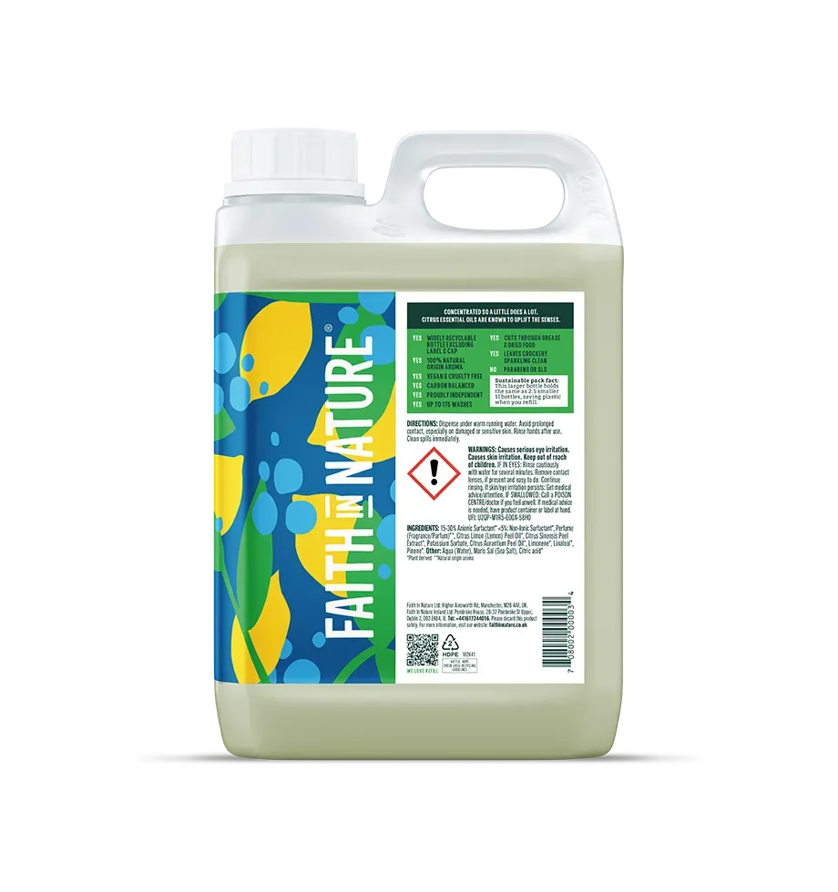 Faith in Nature Citroen afwasmiddel 2,5L ontvetter citroenolie
