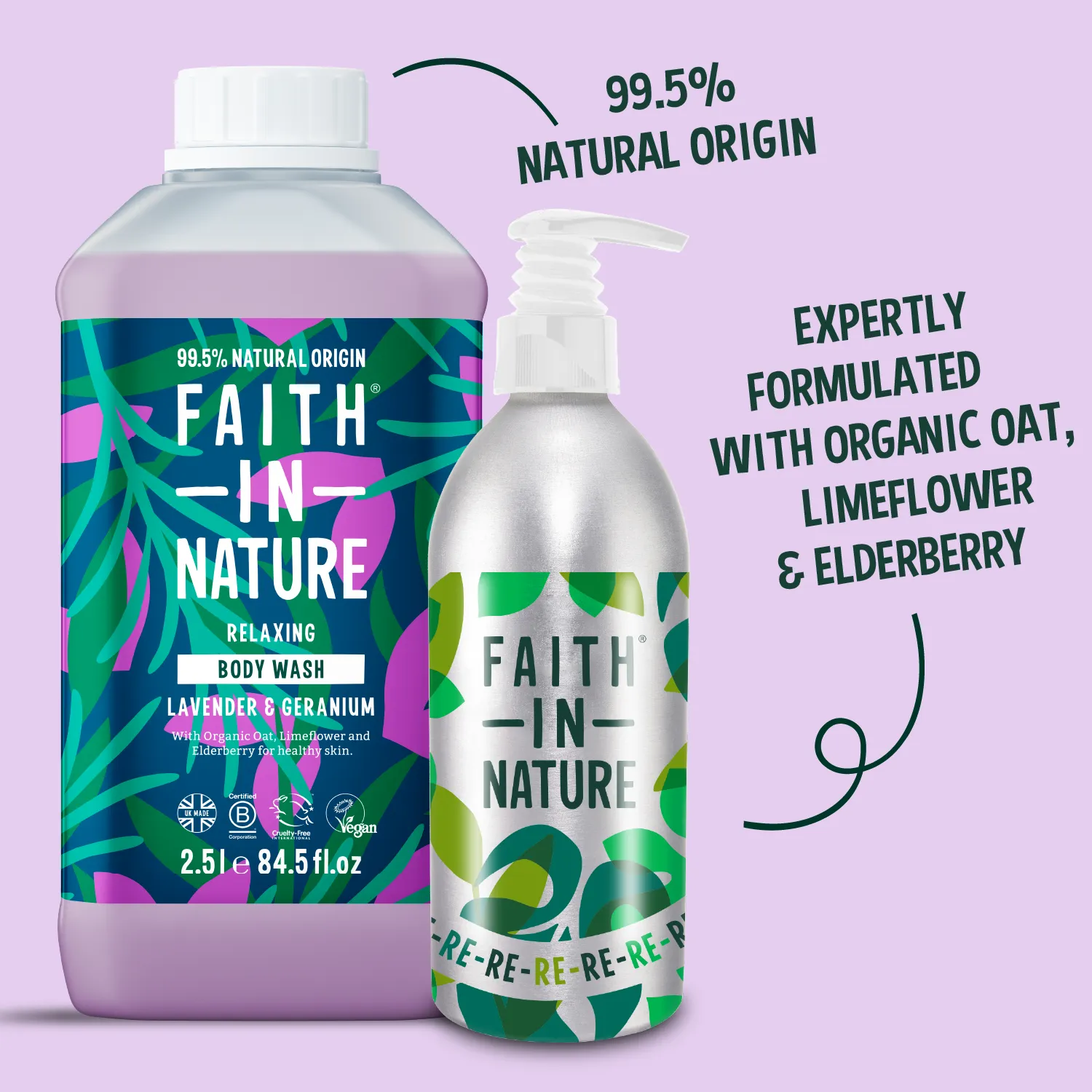 Faith in Nature Lavender & Geranium douchegel 2,5L aluminium