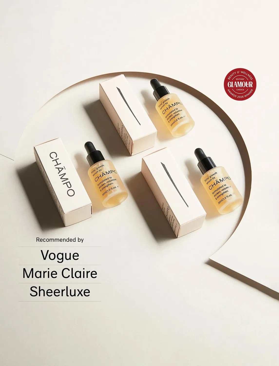 Chāmpo Pitta Growth Serum Trio haargroei serum 3-pack dun haar