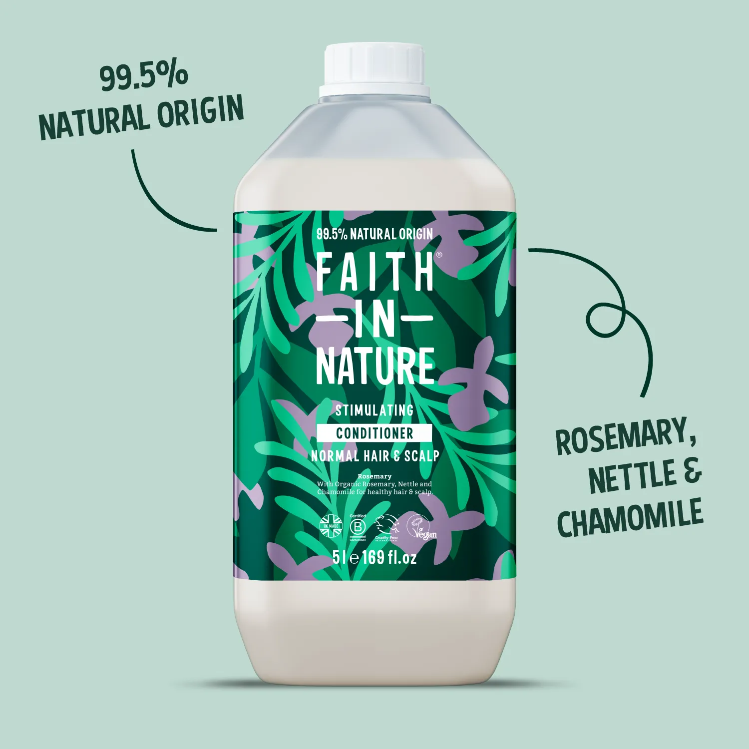 Faith in Nature Rosemary conditioner navulling 5L normaal haar