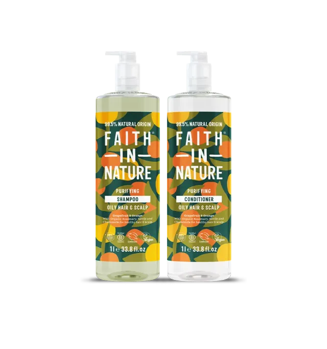 Faith in Nature Grapefruit Orange shampoo set 2x1L vet haar