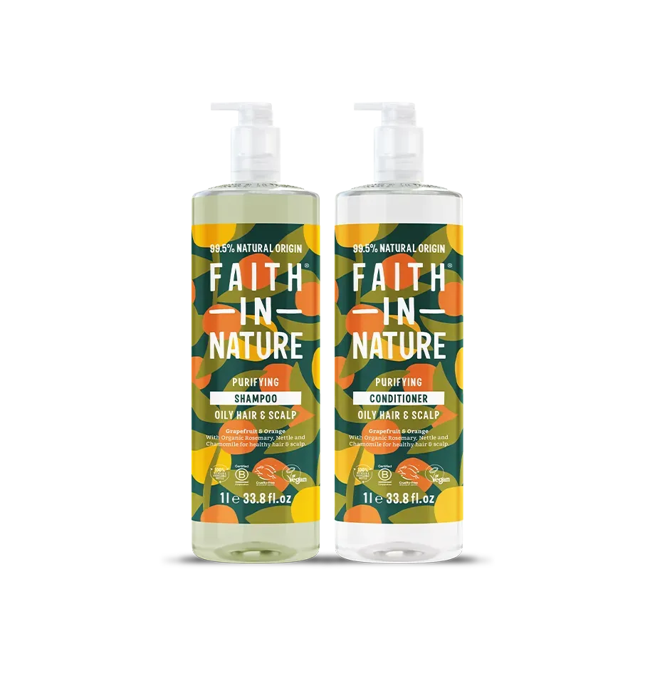 Faith in Nature Grapefruit Orange shampoo set 2x1L vet haar