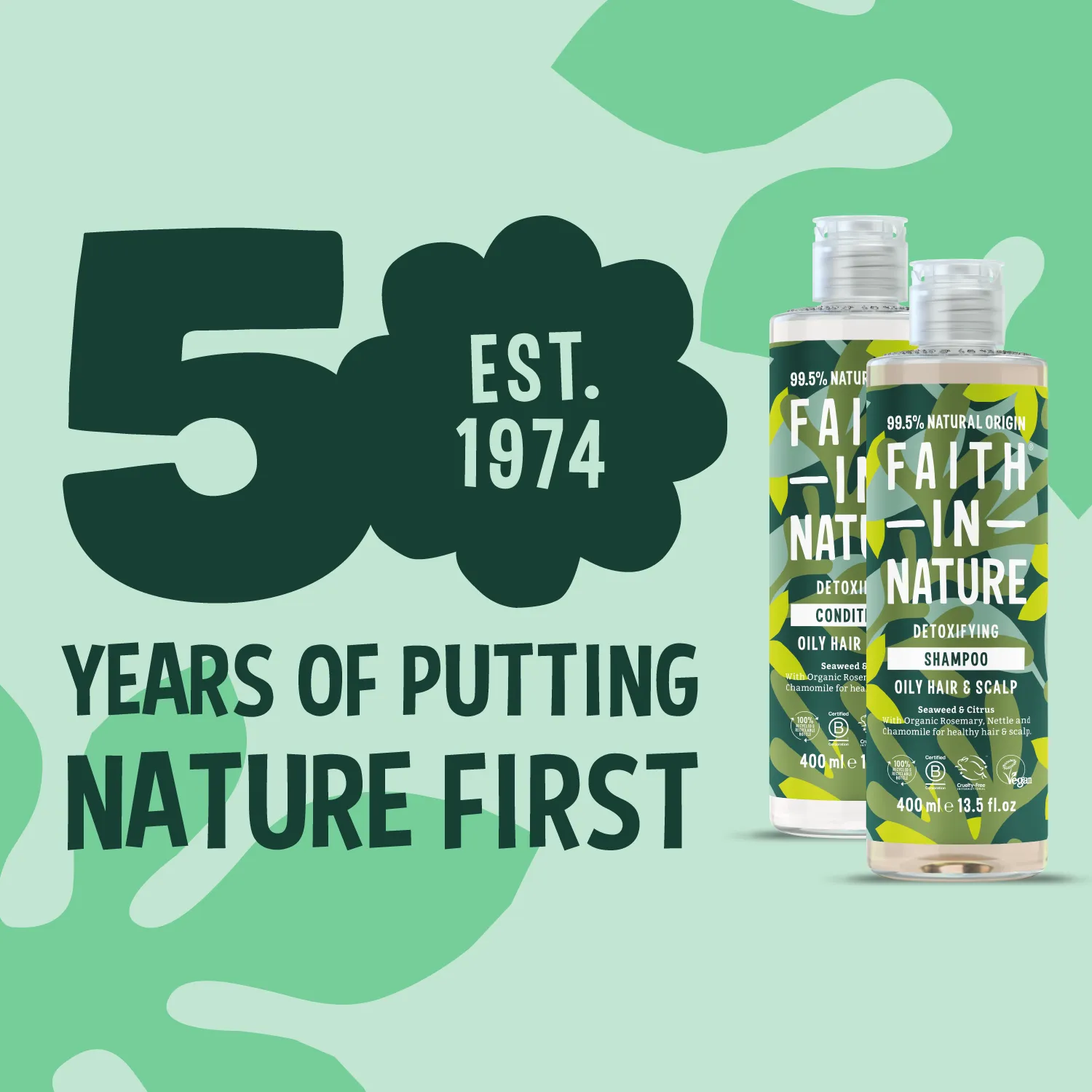 Faith in Nature Seaweed & Citrus shampooset 2x400ml vet haar