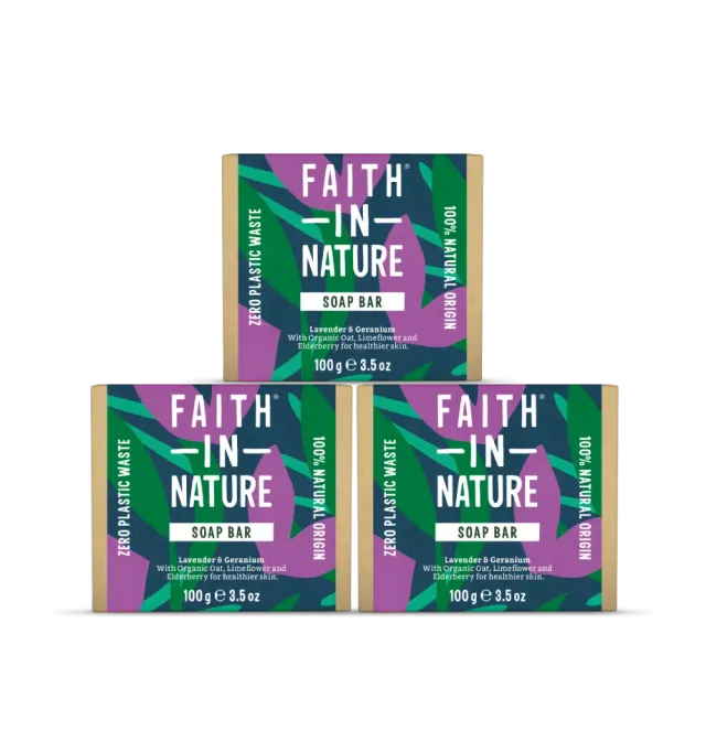 Faith in Nature Lavender & Geranium zeep 3x100g