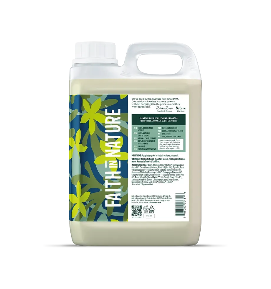 Faith in Nature Seaweed & Citrus douchegel 2,5L navulling
