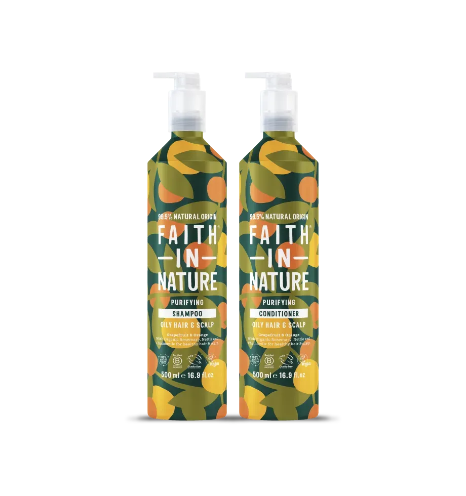 Faith in Nature Grapefruit & Orange shampooset vet haar 2x500ml