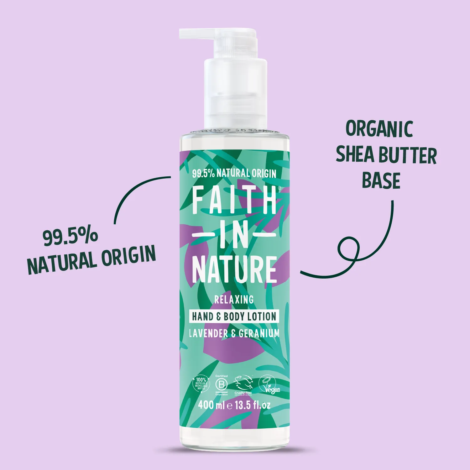 Faith in Nature Lavender & Geranium bodylotion 400ml droge huid
