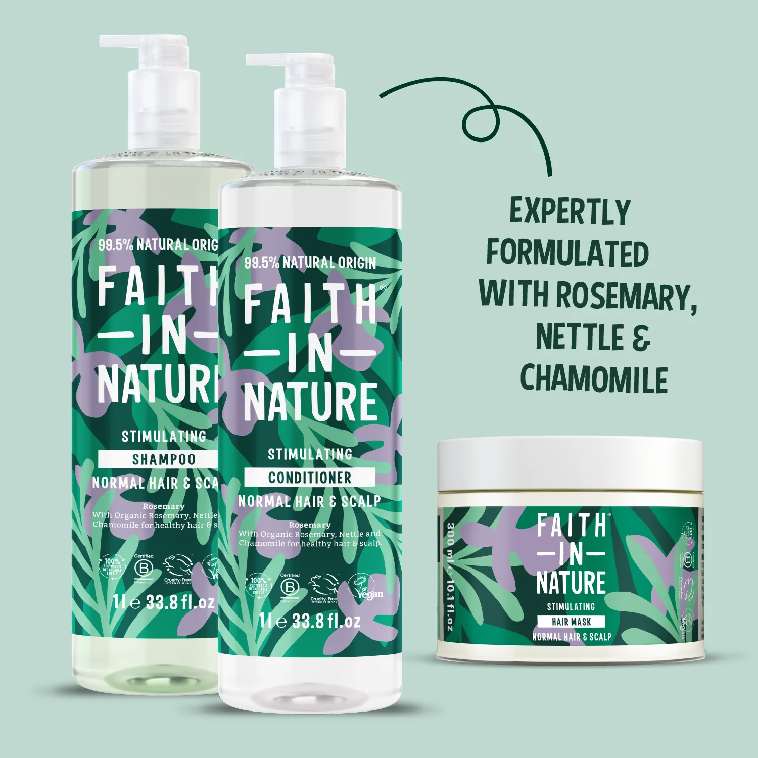 Faith in Nature Rosemary haarset 1L + masker normaal haar