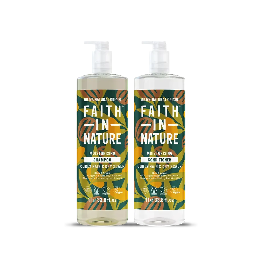Faith in Nature Shea & Argan shampoo en conditioner 2x1L krul
