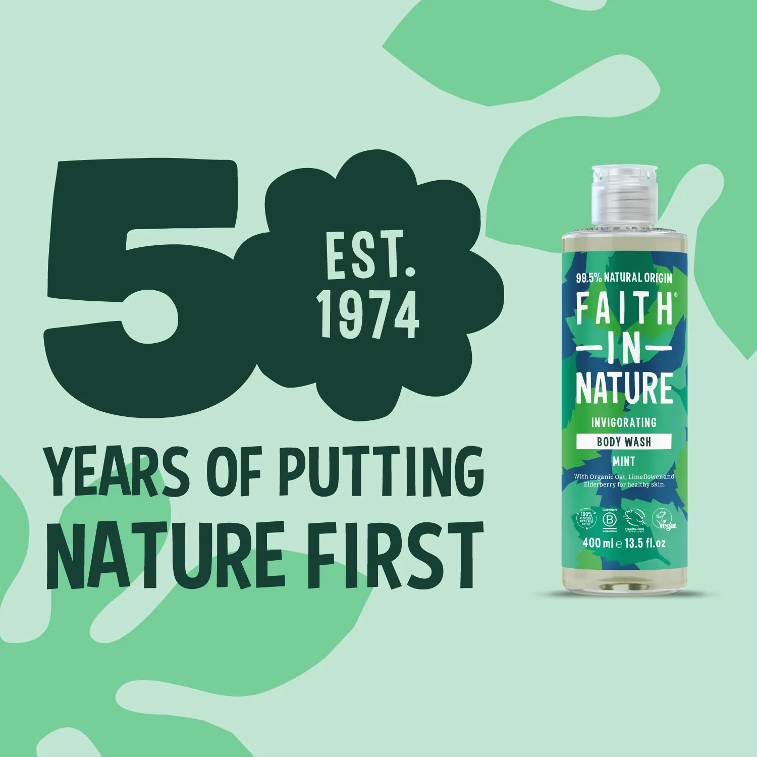 Faith in Nature Mint douchegel 400ml verfrissend