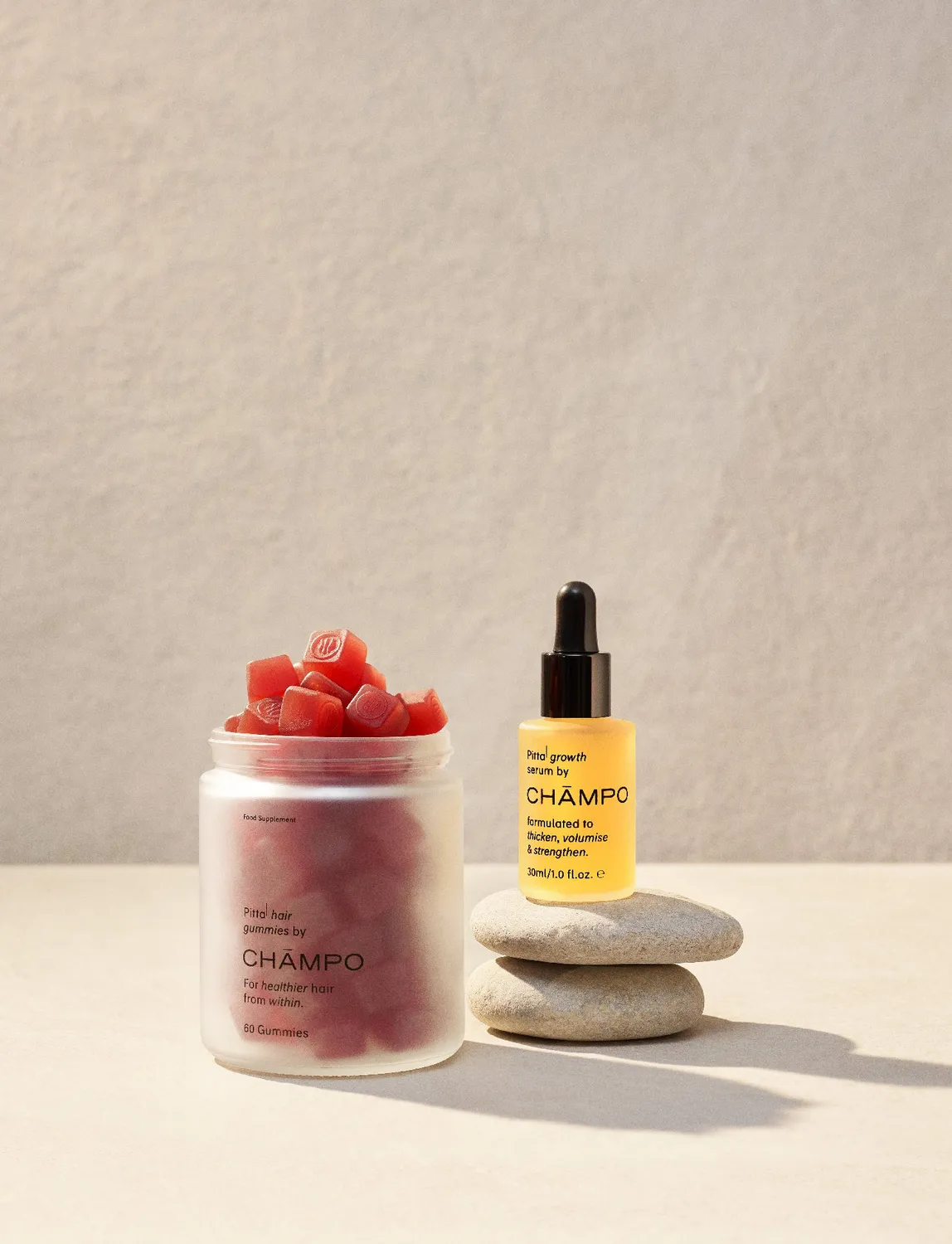 Chāmpo daily growth set haargroeiset serum gummies
