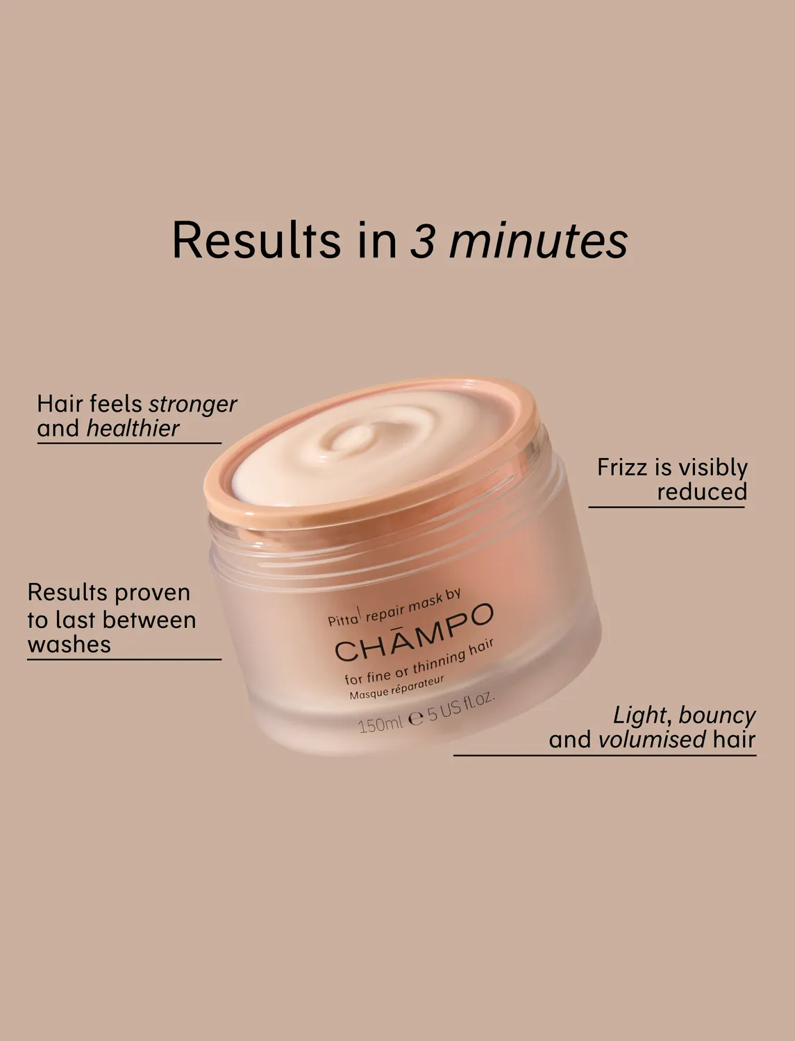 Chāmpo Repair Mask haarmasker 150ml voor fijn haar