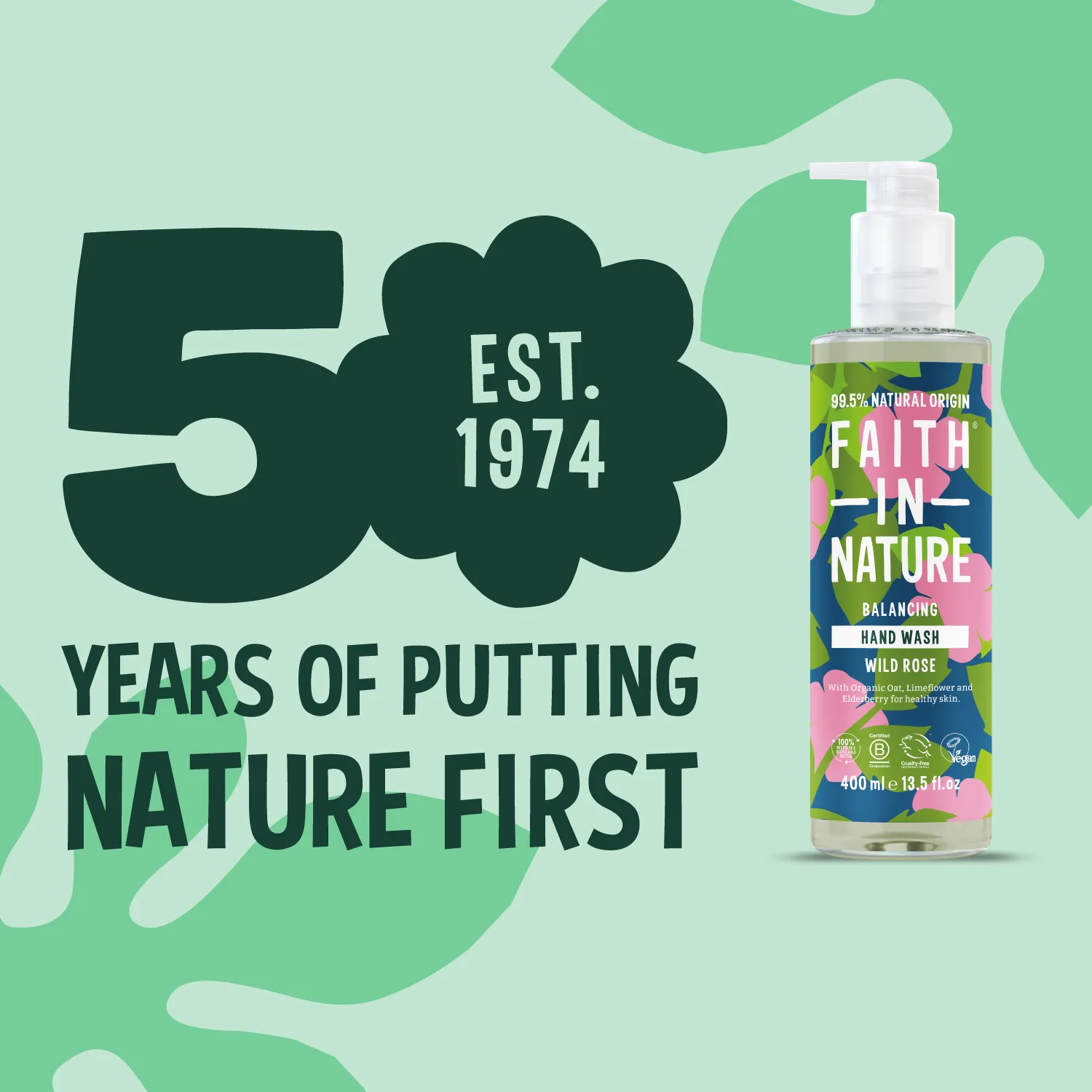 Faith in Nature Wild Rose handzeep 400ml vloeibaar