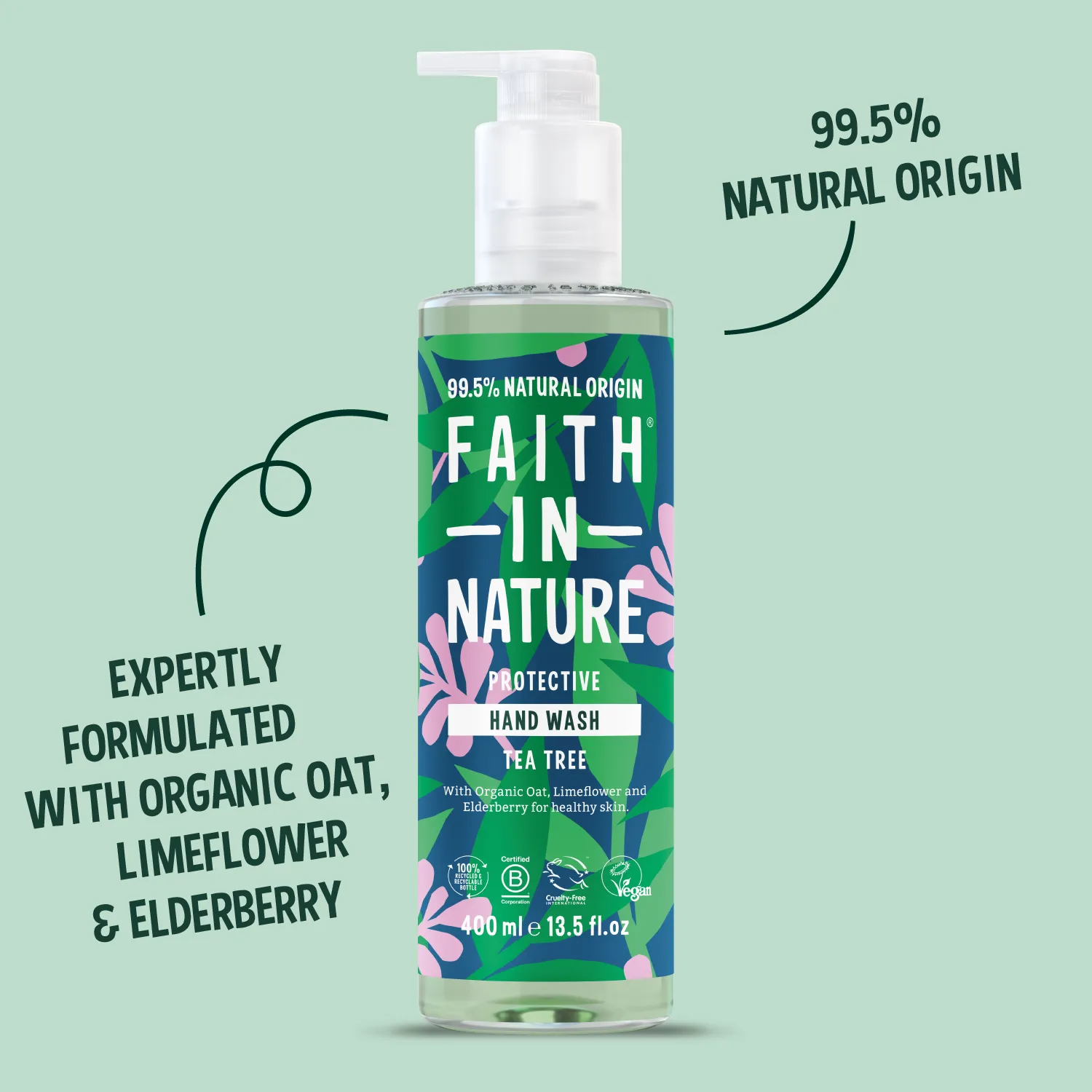 Faith in Nature Tea Tree handzeep 400ml gevoelige huid