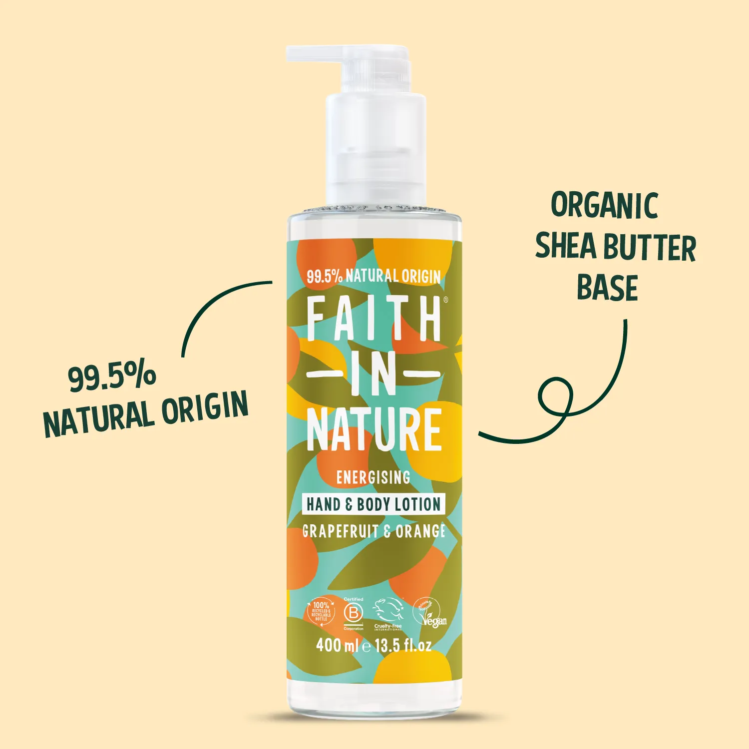 Faith in Nature Grapefruit & Orange hand- en bodylotion 400ml vegan