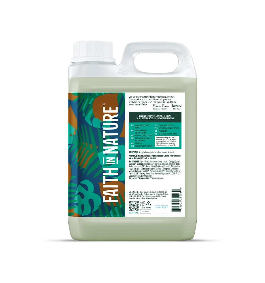 Faith in Nature Coconut douchegel 2,5L navulling hydraterend
