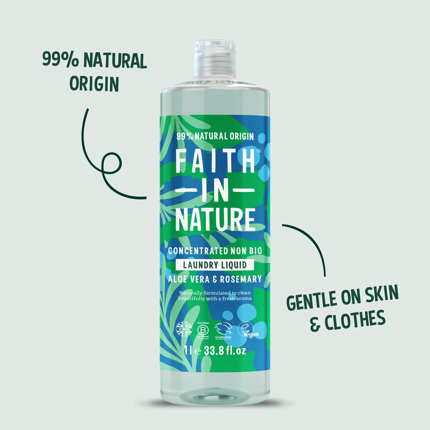 Faith in Nature Aloe Vera & Rosemary wasmiddel 1L zacht