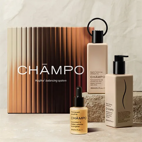Chāmpo Kapha Balancing System giftset vet haar 3-stappen