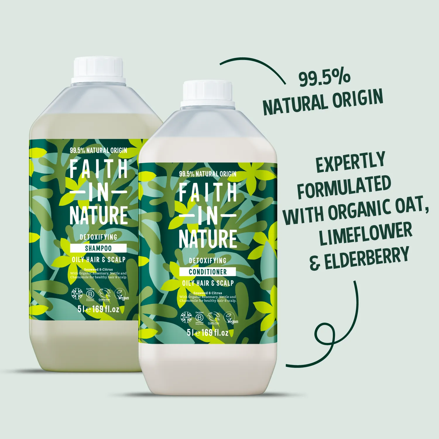 Faith in Nature Seaweed & Citrus shampoo en conditioner set 2x5L vet haar