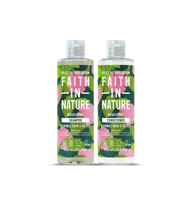Faith in Nature Wild Rose shampoo conditioner set 2x400ml normaal