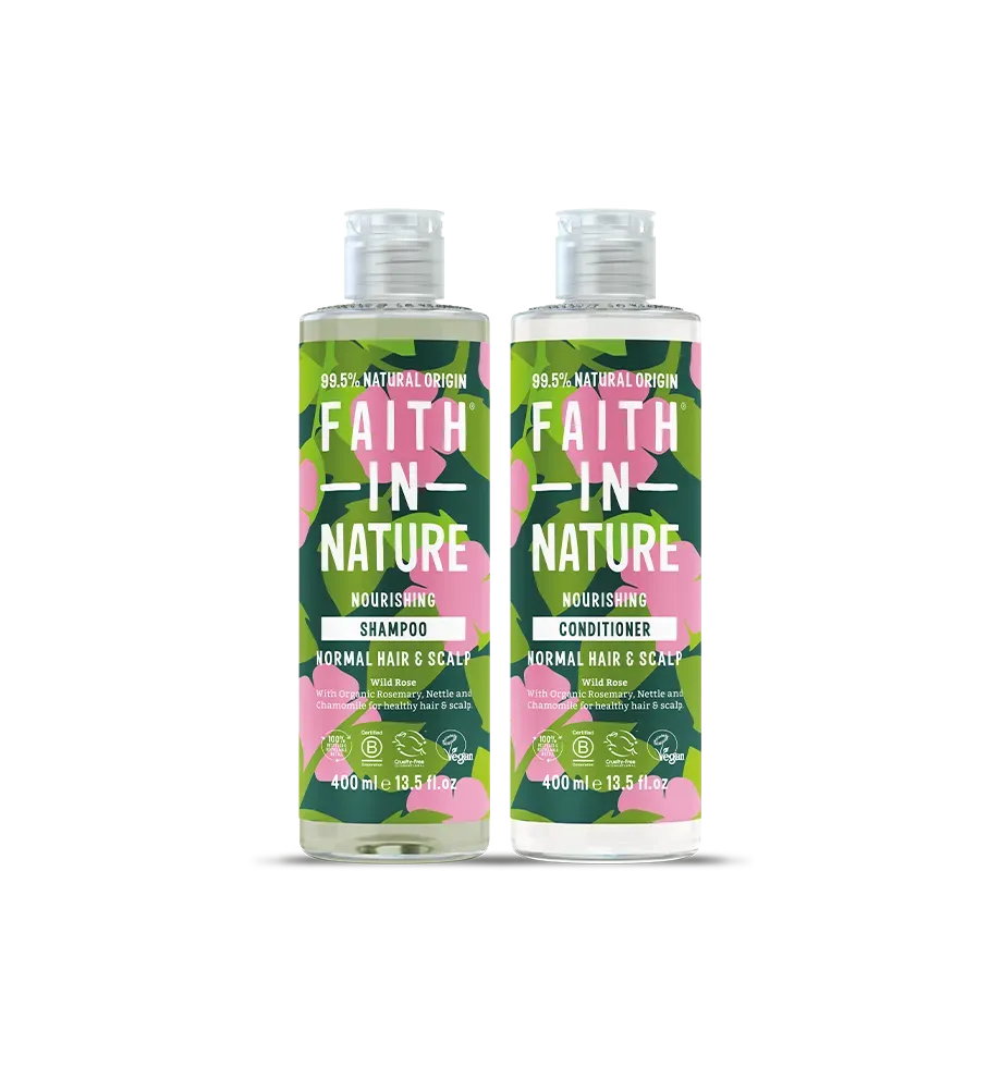 Faith in Nature Wild Rose shampoo conditioner set 2x400ml normaal