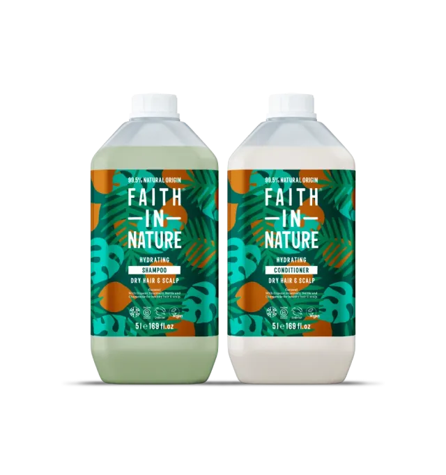 Faith in Nature Coconut shampoo conditioner set 2x5L droog haar