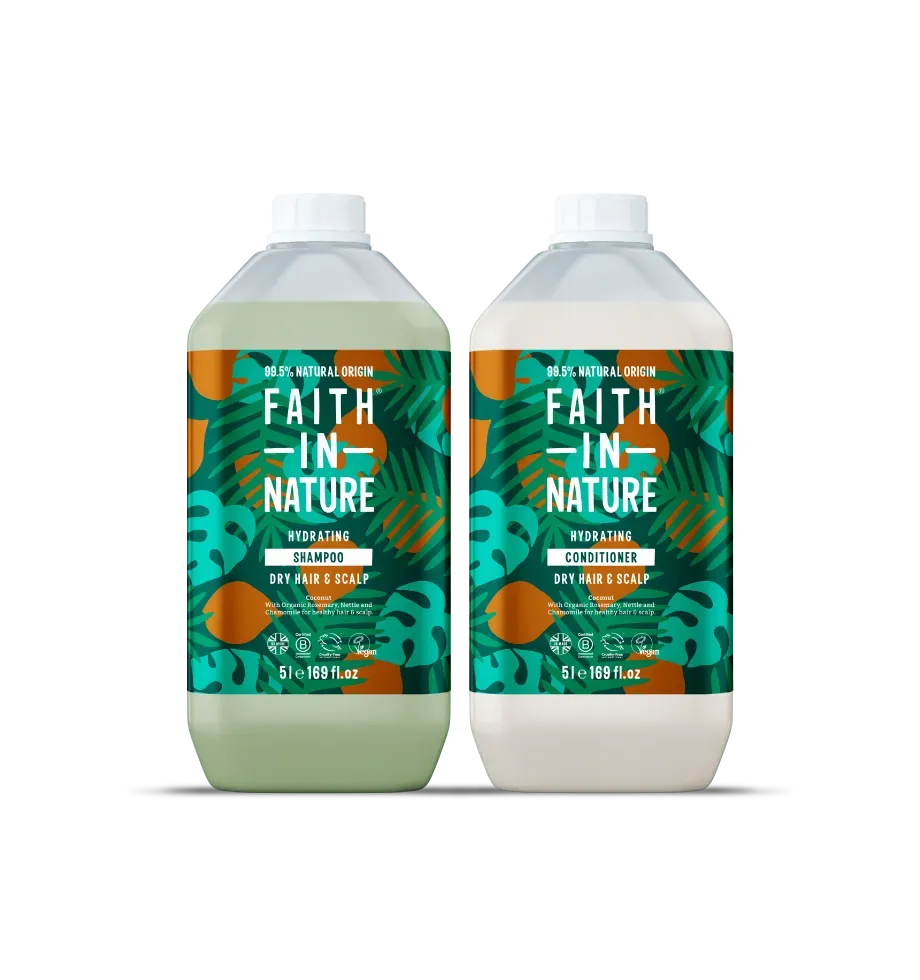 Faith in Nature Coconut shampoo conditioner set 2x5L droog haar