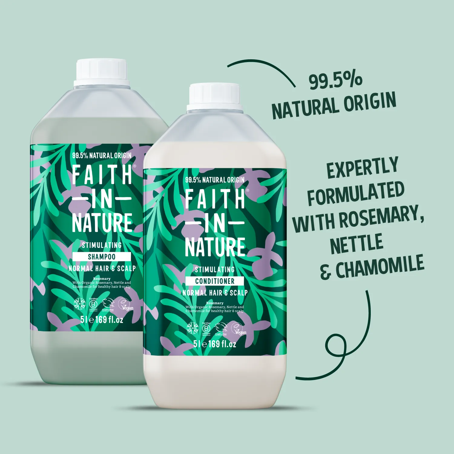 Faith in Nature Rosemary shampoo conditioner set 2x5L