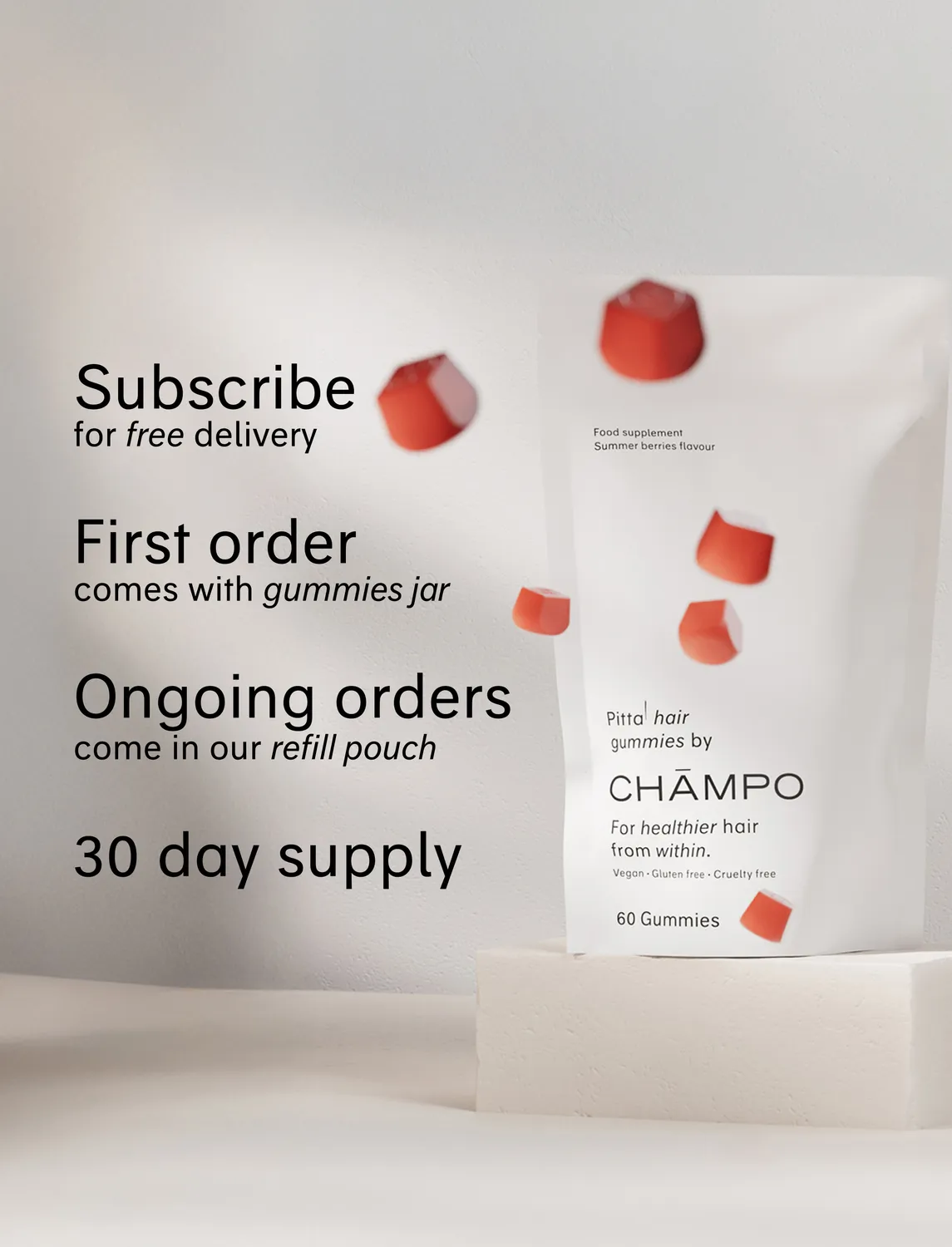 Chāmpo Hair Gummies haargummies 60 stuks bessen