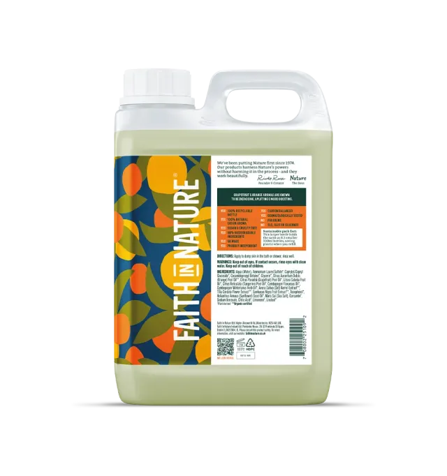 Faith in Nature Grapefruit & Orange douchegel 2,5L navulling
