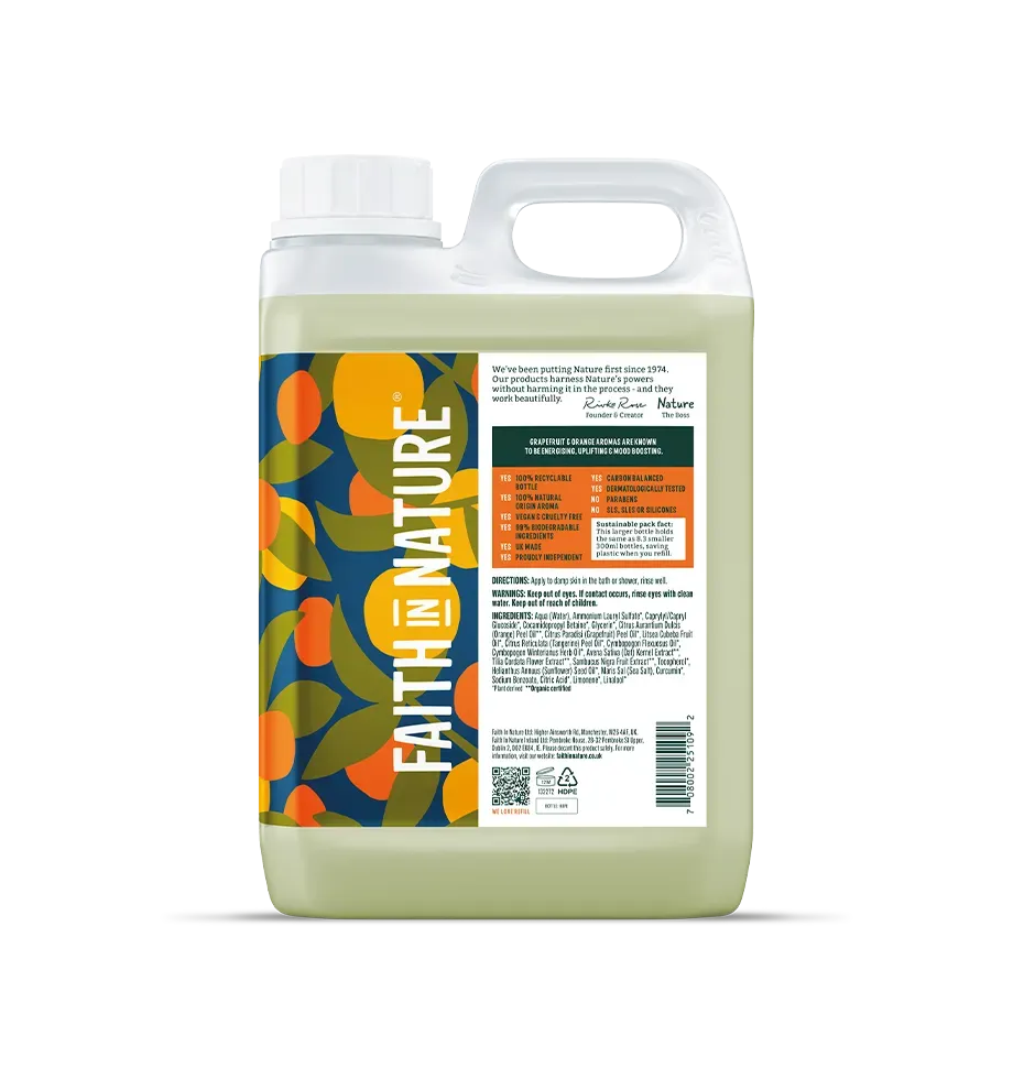 Faith in Nature Grapefruit & Orange douchegel 2,5L navulling