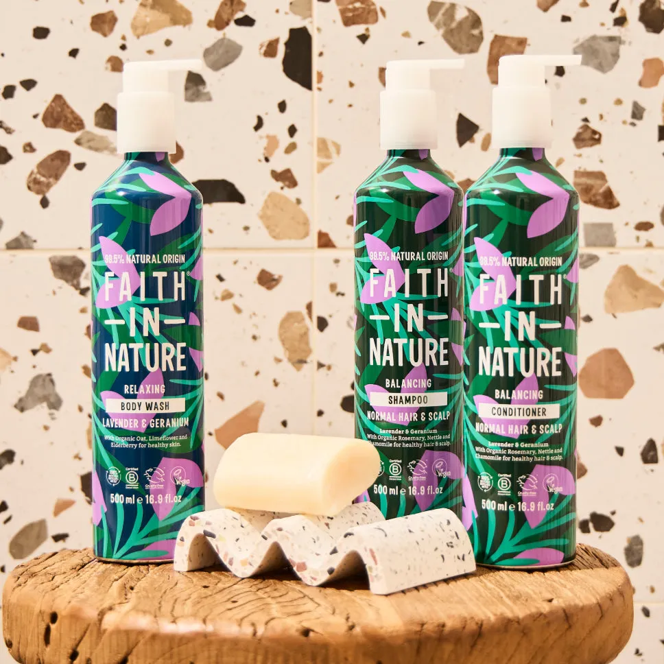 Faith in Nature Lavender & Geranium shampooset 2x500ml normaal haar
