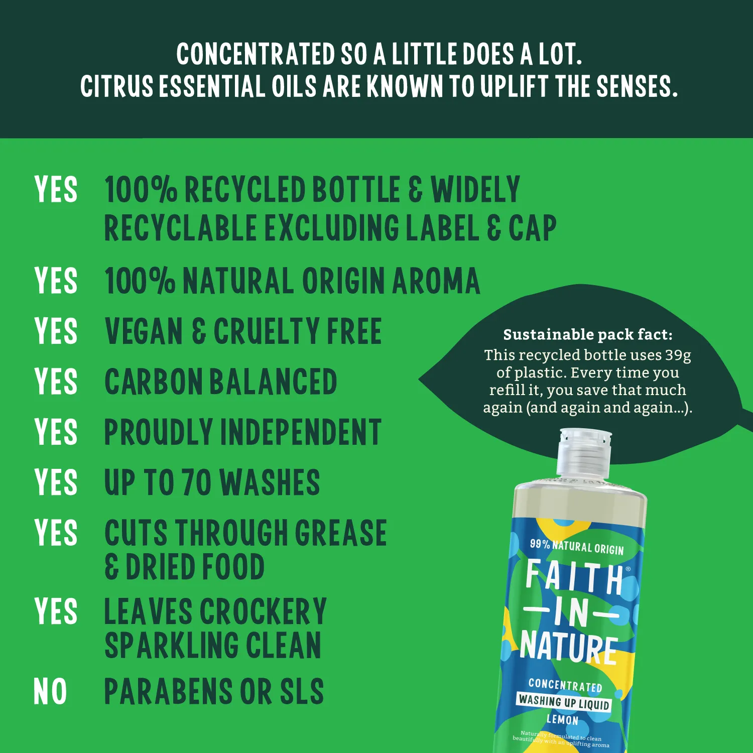 Faith in Nature Lemon afwasmiddel 1L citroen ontvetter