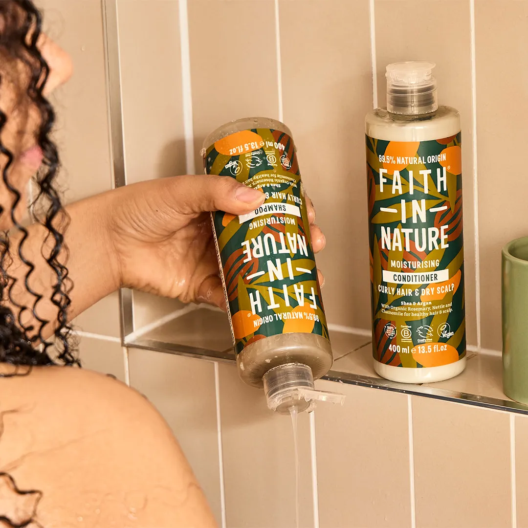 Faith in Nature Shea & Argan shampoo set 400ml krul droog haar