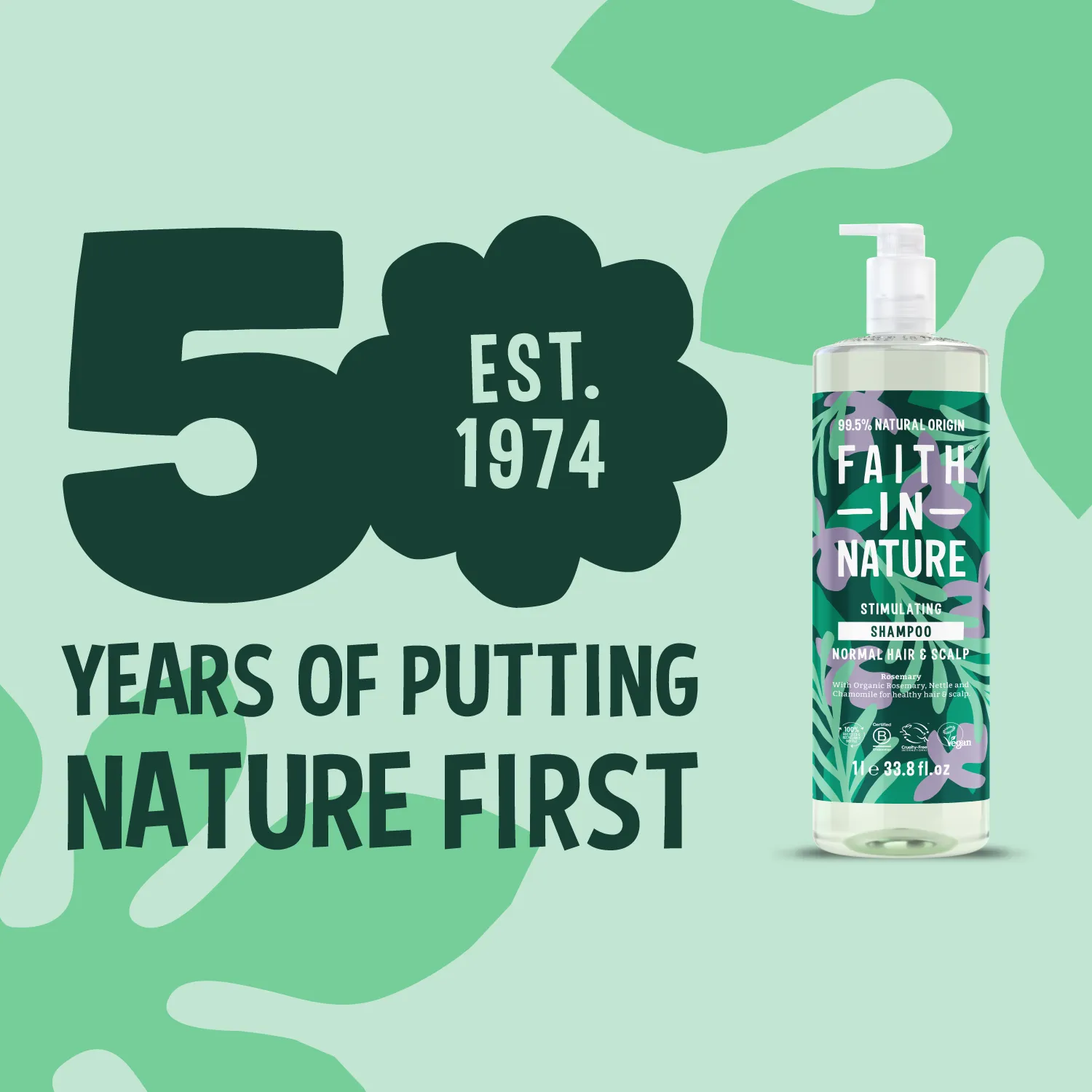 Faith in Nature Rosemary shampoo 1L normaal haar stimulerend