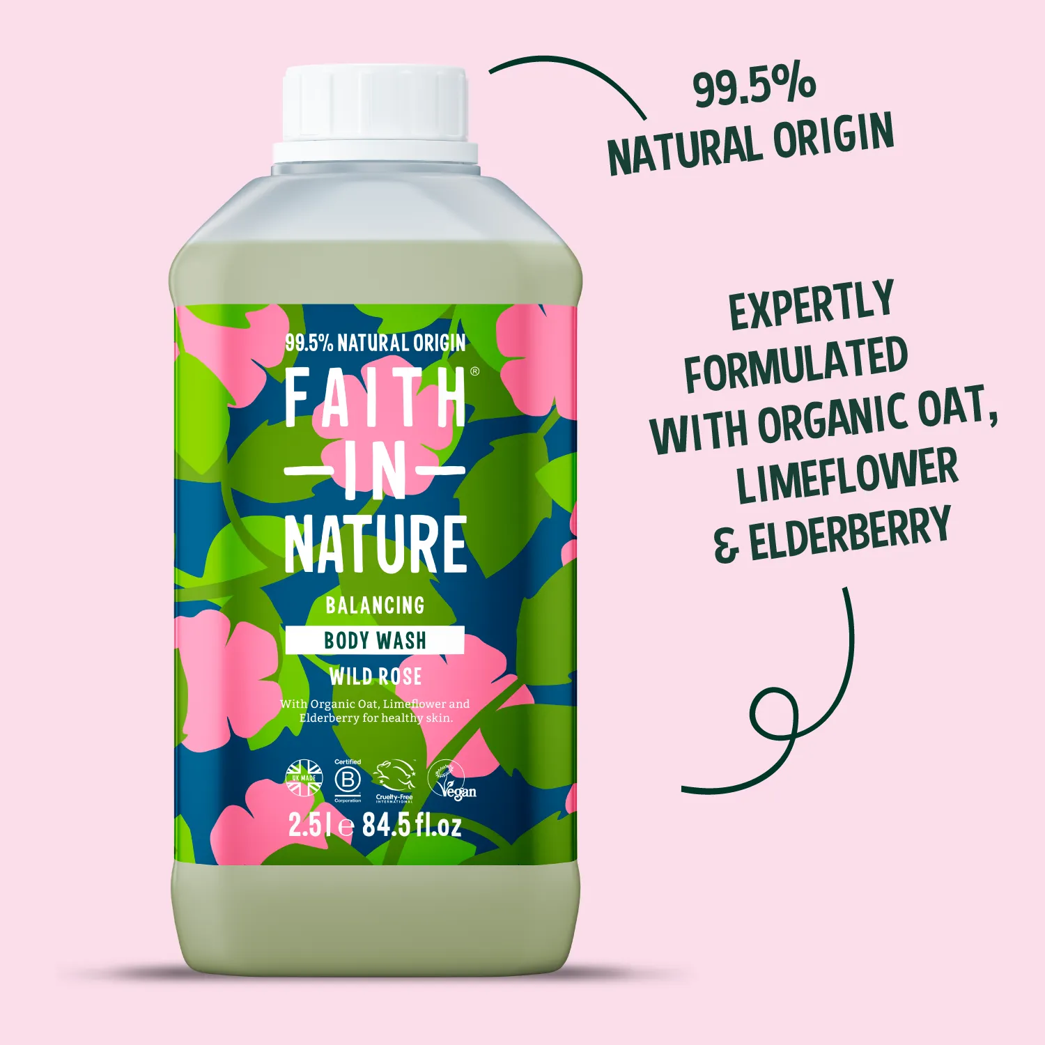 Faith in Nature Wild Rose douchegel 2,5L navulling rozengeur