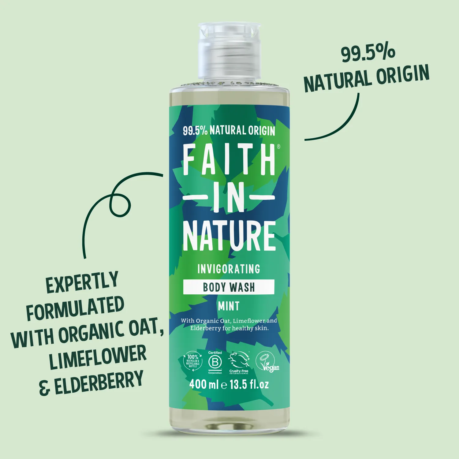 Faith in Nature Mint douchegel 400ml verfrissend