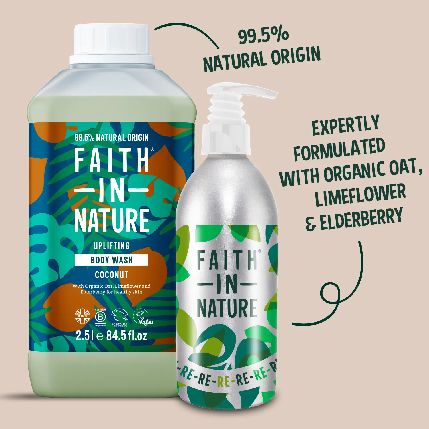 Faith in Nature Coconut douchegel 2,5L aluminium fles