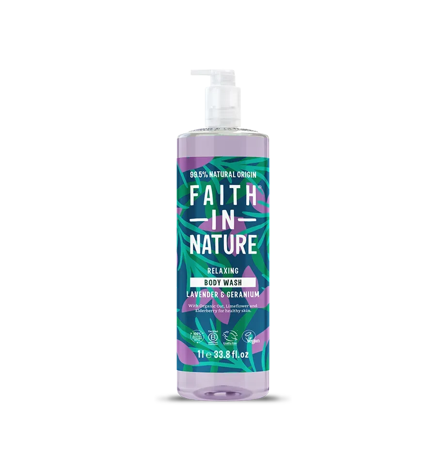 Faith in Nature Lavender & Geranium douchegel 1L kalmerend