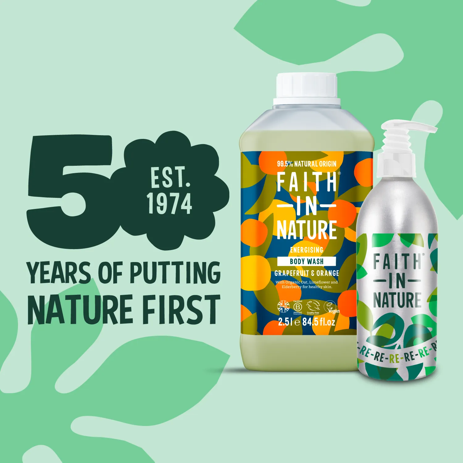 Faith in Nature Grapefruit & Orange douchegel 2,5L + aluminium fles