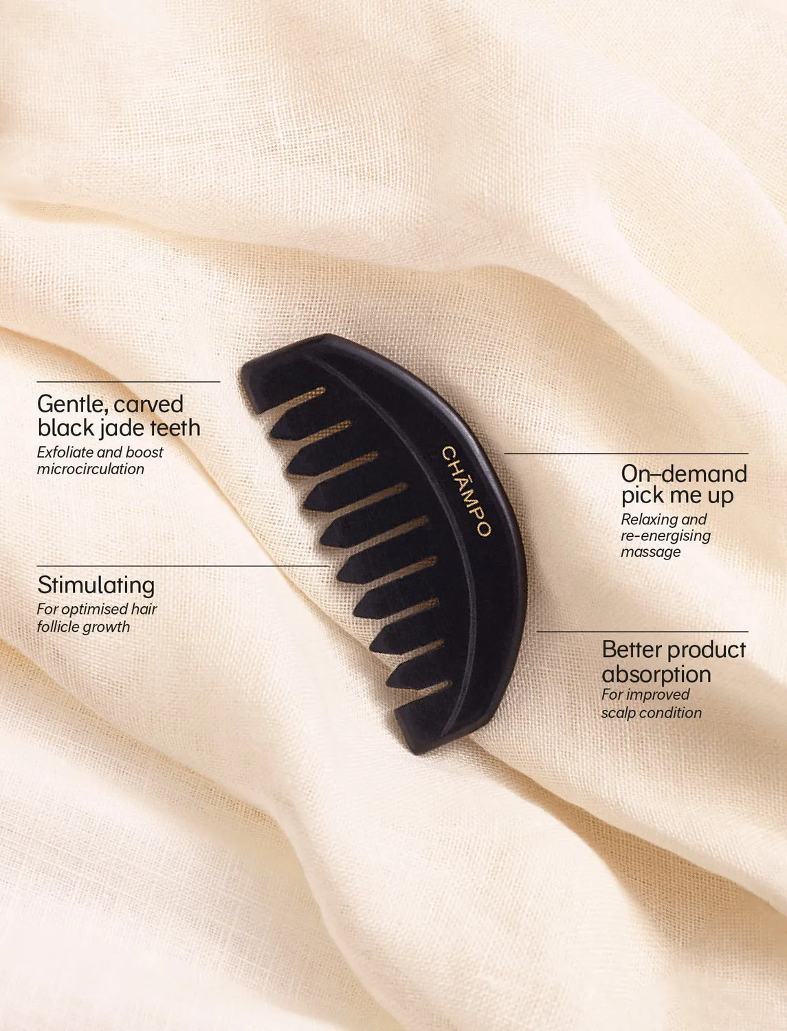Chāmpo Gua sha scalp comb hoofdhuidkam jade