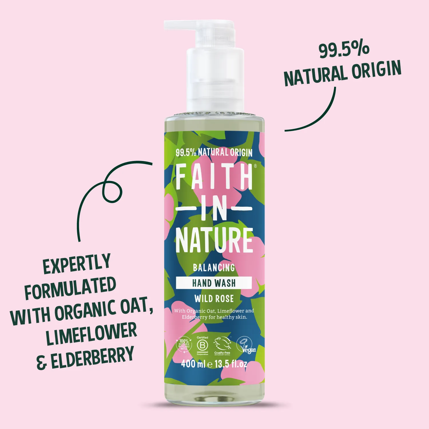 Faith in Nature Wild Rose handzeep 400ml vloeibaar