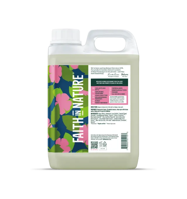 Faith in Nature Wild Rose douchegel 2,5L navulling rozengeur