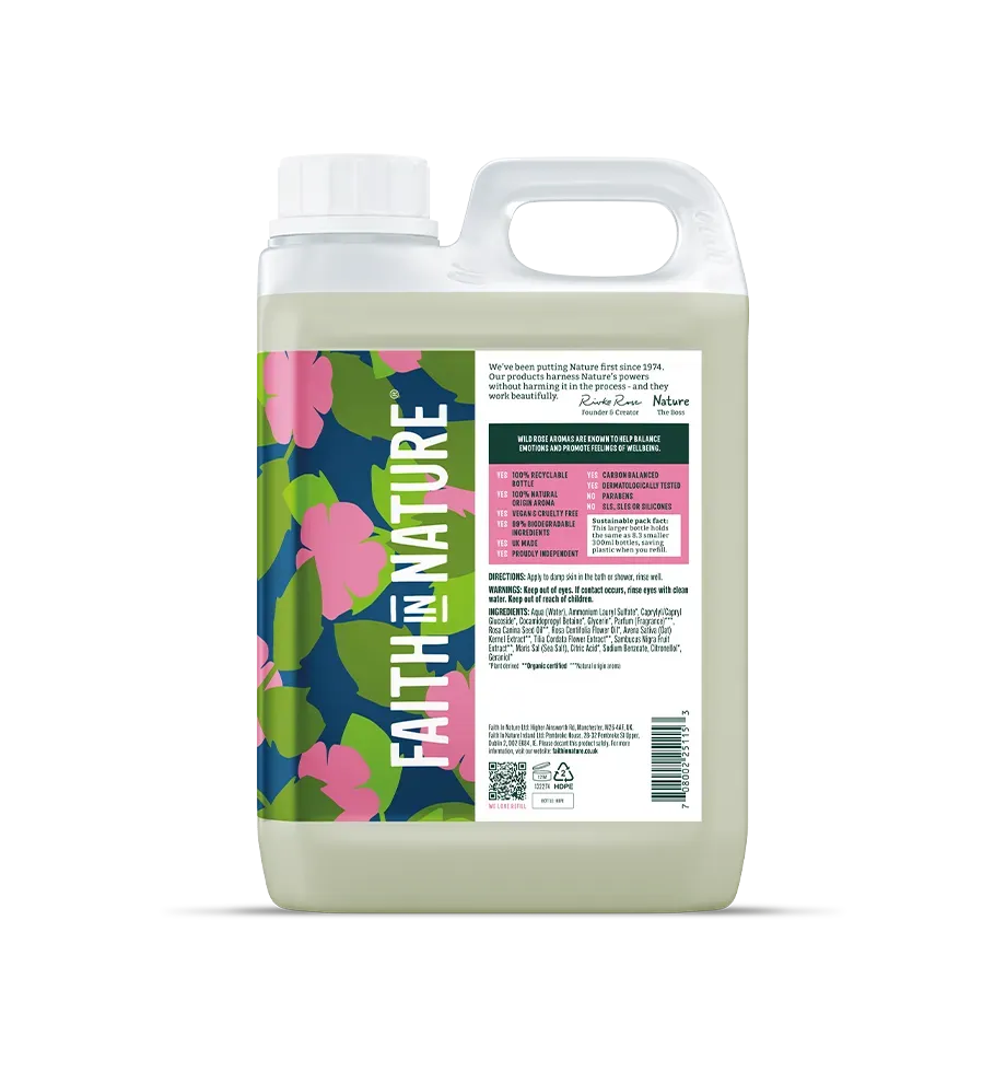 Faith in Nature Wild Rose douchegel 2,5L navulling rozengeur