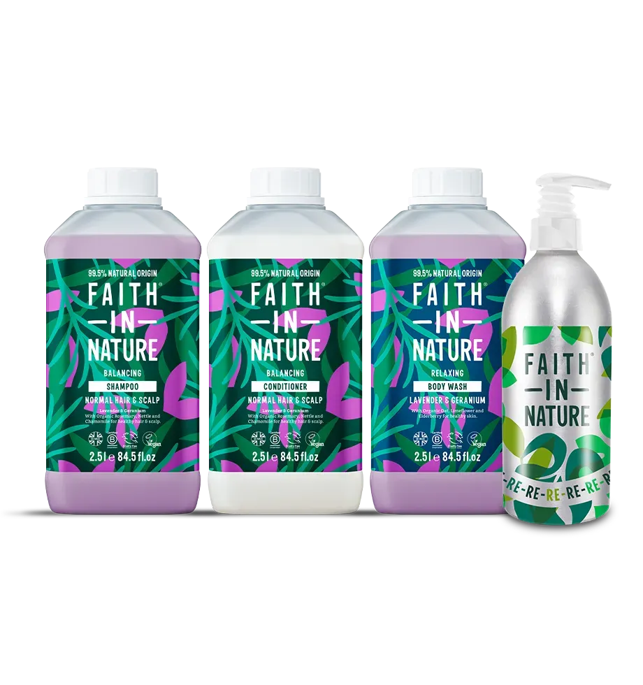 Faith in Nature Lavender & Geranium starterset 3x2,5L met fles